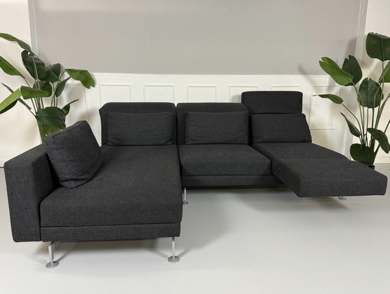 Image 1 of Brühl Moule corner sofa fabric sofa couch sleeping function gray castors