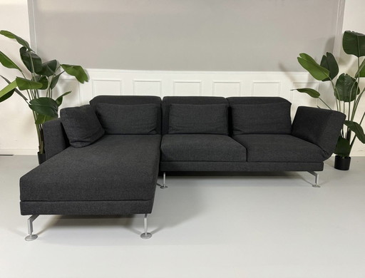 Brühl Moule corner sofa fabric sofa couch sleeping function gray castors