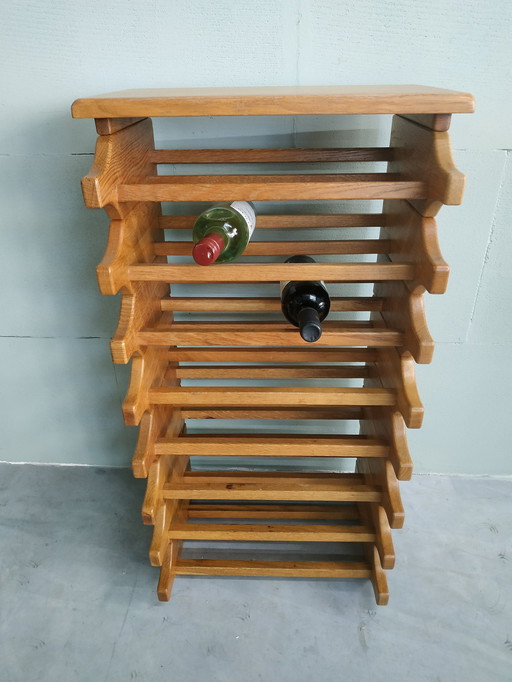 1970s Scandinavian Style Oak Wine Rack/Bottle Rack