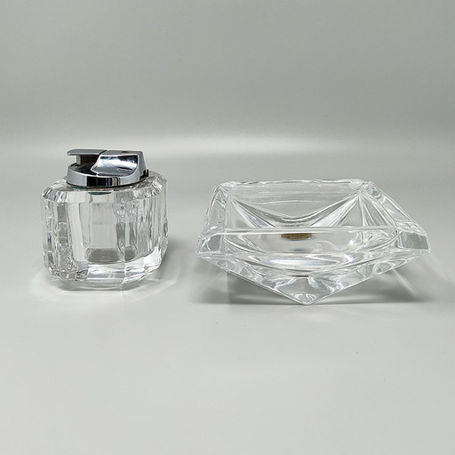 1970s Stunning Smoking Set in Crystal By Cristal D'Arques. Made in France.