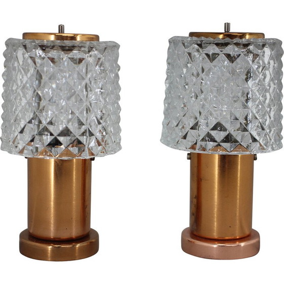 Image 1 of Pair of vintage copper table lamps by Kamenicky Senov, Czechoslovakia