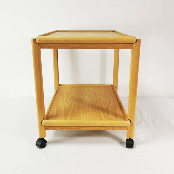 Image 1 of Vintage beech wood side table, Denmark 1970