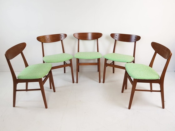 Image 1 of 5 Danish Farstrup Dining Chairs | Green New Upholstered