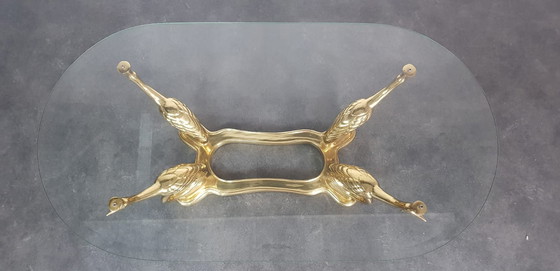 Image 1 of Brass peacock coffee table, Hollywood Regency