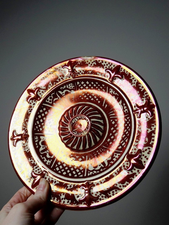 Image 1 of Hispano-Moorish Decorative Plate With Umbilical Antique Metal Enamel