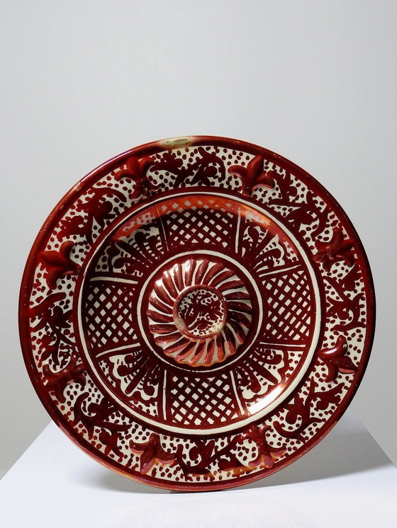 Image 1 of Hispano-Moorish Decorative Plate With Umbilical Antique Metal Enamel