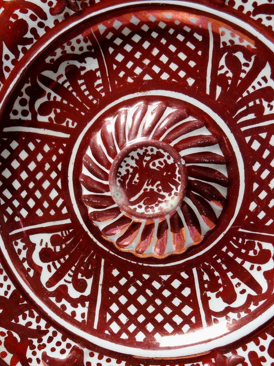 Image 1 of Hispano-Moorish Decorative Plate With Umbilical Antique Metal Enamel