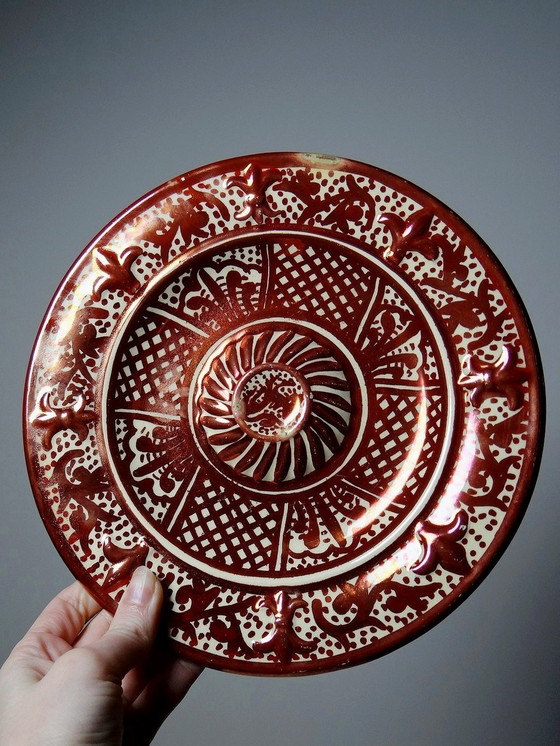 Image 1 of Hispano-Moorish Decorative Plate With Umbilical Antique Metal Enamel