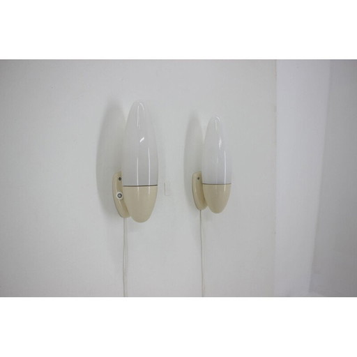 Pair of vintage sconces in plastic and glass, Czechoslovakia 1970