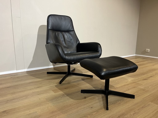 Montel Vision Recliner Hocker Leather Black Design