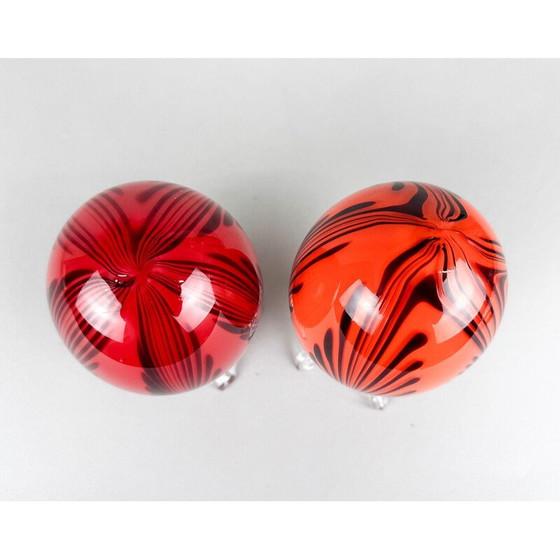 Image 1 of Pair of vintage hand blown glass eggs, 1960s