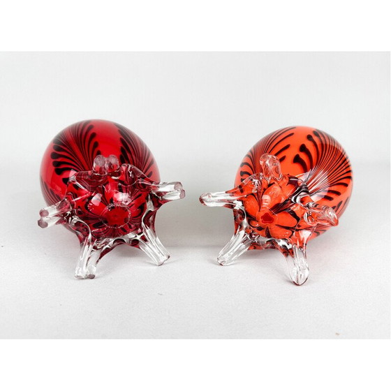 Image 1 of Pair of vintage hand blown glass eggs, 1960s