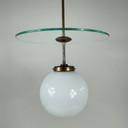 Pendentif Art Déco Bauhaus en verre et laiton, Allemagne 1920-1930