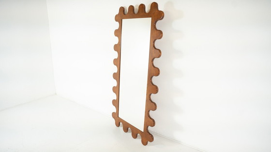 Image 1 of Contemporary Wave Mirror, Wood, Italy