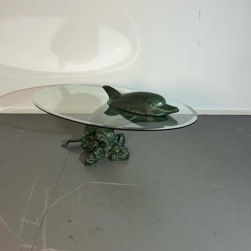 Bronze Dolphin Coffee Table '1980'