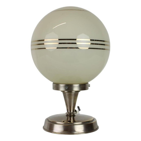 Image 1 of Vintage Art Deco glass and chrome table lamp, Czechoslovakia 1930s