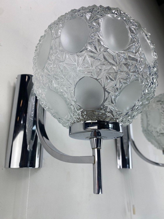 Image 1 of Lampade da parete vintage in vetro tagliato e opaco -Set-