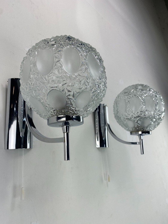 Image 1 of Lampade da parete vintage in vetro tagliato e opaco -Set-