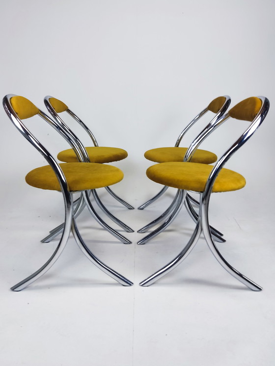 Image 1 of 4x Chaise de salle à manger italienne vintage