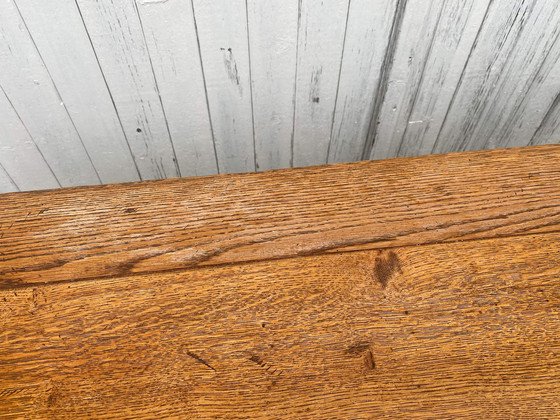 Image 1 of Solid Oak Farmhouse Dining Table With 1 Extendable Leaf