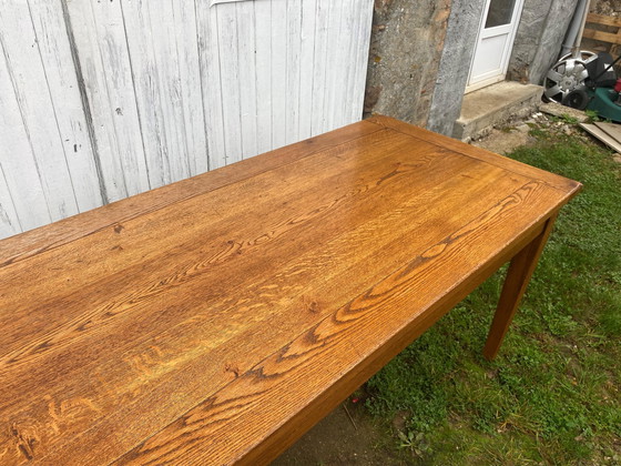 Image 1 of Solid Oak Farmhouse Dining Table With 1 Extendable Leaf