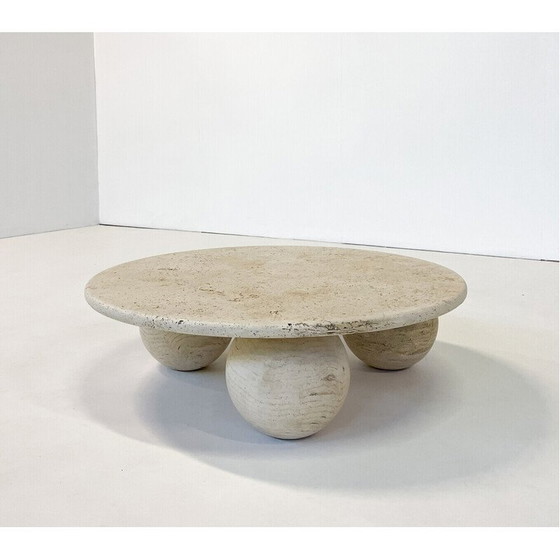 Image 1 of Vintage round travertine coffee table, Italy