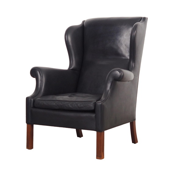 Image 1 of Black Leather Armchair, Danish Design, 1970S, Production: Denmark