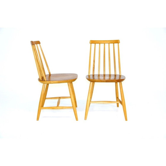 Image 1 of Set of 2 vintage Janostolen beechwood chairs, Sweden 1960s