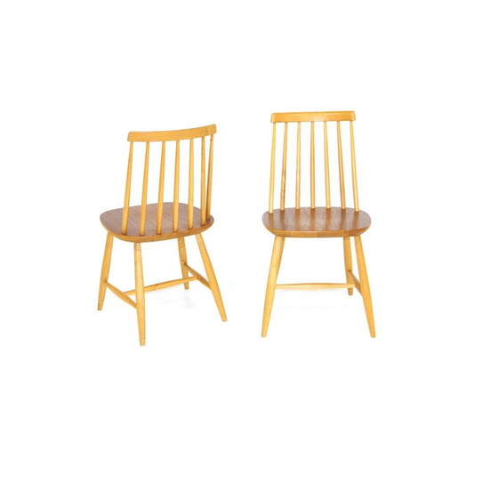 Image 1 of Set of 2 vintage Janostolen beechwood chairs, Sweden 1960s