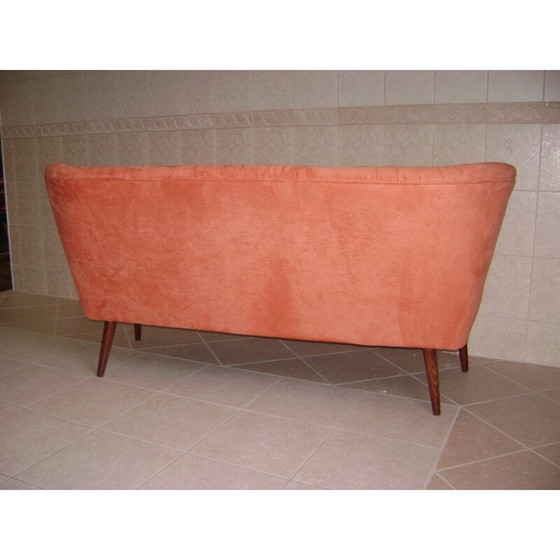 Image 1 of 2-seater vintage sofa reupholstered in velvet, 1950