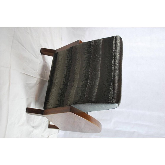 Image 1 of Mid century black armchair and its coffee table - 1950s