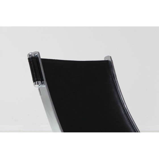 Image 1 of Poltrona vintage in metallo e pelle nera