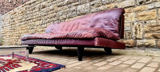 DE SEDE DS 169 LEATHER SOFA DAYBED VINTAGE LOFT STUDIO 60S 70S MID CENTURY LEATHER COUCH