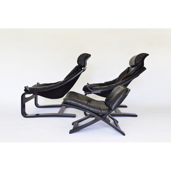 Image 1 of Vintage leather Kroken living room set by Åke Fribytter for Nelo Mobel, 1970s