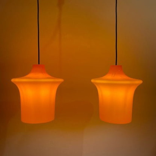  Raak Amsterdam Pendant Lamps - Orange Glass (B-1204) - 1970