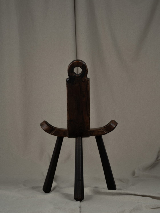 Image 1 of Brutalist Spanish wooden tripod chair