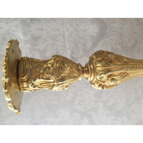 Image 1 of Pair of vintage gilt bronze candlesticks by Juste-Aurèle Meissonnier and Sébastien Antoine Slodtz