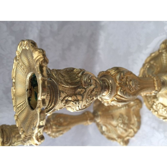 Image 1 of Pair of vintage gilt bronze candlesticks by Juste-Aurèle Meissonnier and Sébastien Antoine Slodtz