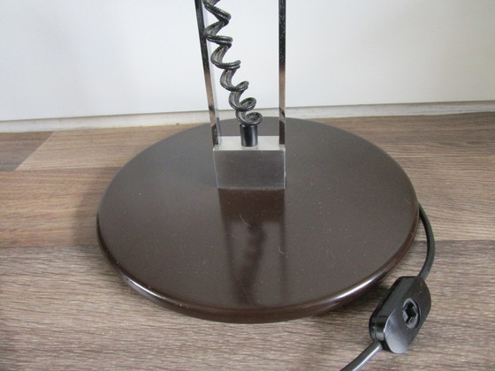 Image 1 of Mid - Century Chrome And Brown Desk Lamp, 1960s