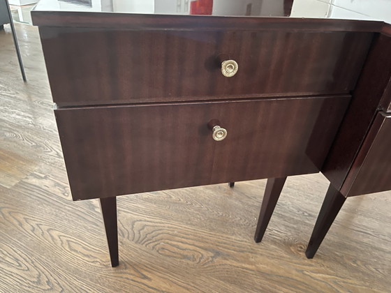 Image 1 of Pair of Art Deco varnished rosewood bedside tables