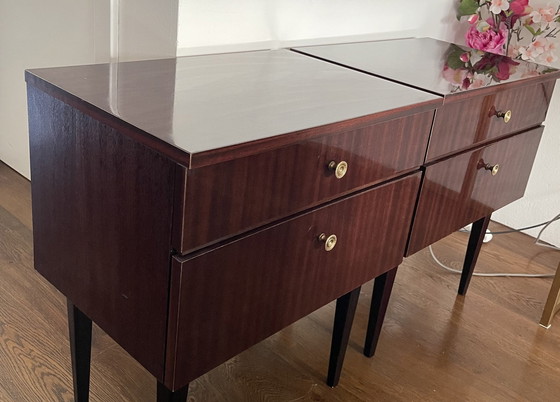 Image 1 of Pair of Art Deco varnished rosewood bedside tables