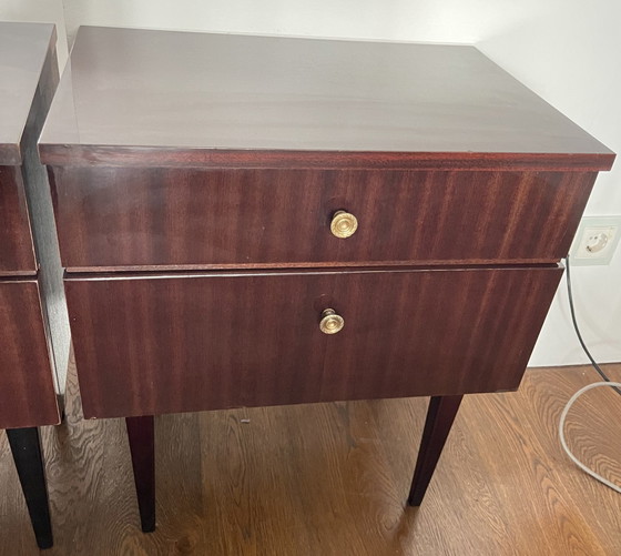 Image 1 of Pair of Art Deco varnished rosewood bedside tables