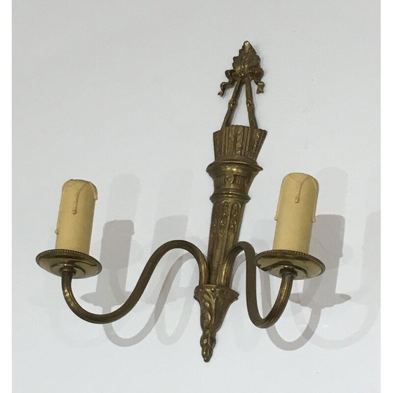 Image 1 of Pair of vintage bronze wall lamps, France 1960