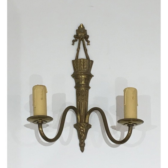 Image 1 of Pair of vintage bronze wall lamps, France 1960