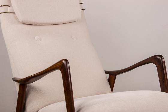 Image 1 of Large Norwegian Teak Armchair with Ottoman by Folke Ohlsson for Westnofa 1960