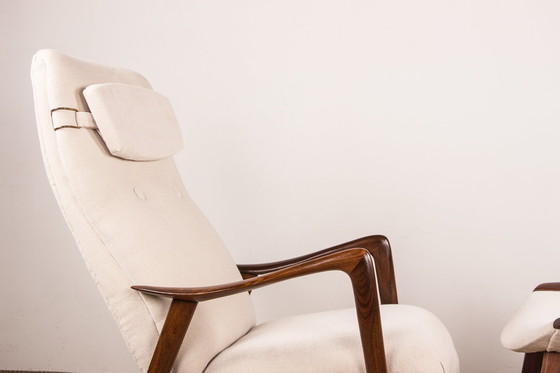 Image 1 of Large Norwegian Teak Armchair with Ottoman by Folke Ohlsson for Westnofa 1960