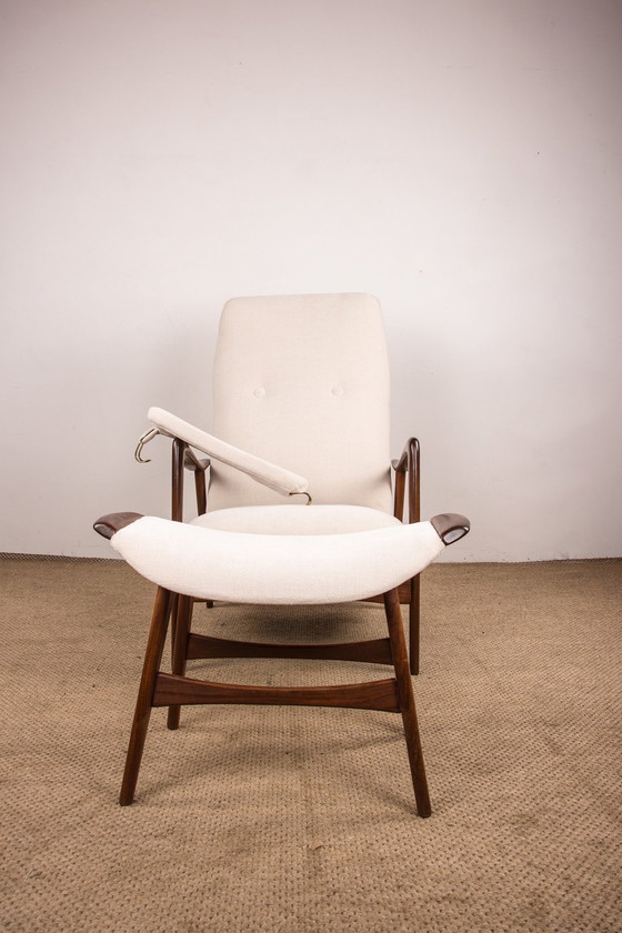 Image 1 of Large Norwegian Teak Armchair with Ottoman by Folke Ohlsson for Westnofa 1960