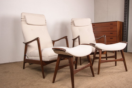 Image 1 of Large Norwegian Teak Armchair with Ottoman by Folke Ohlsson for Westnofa 1960