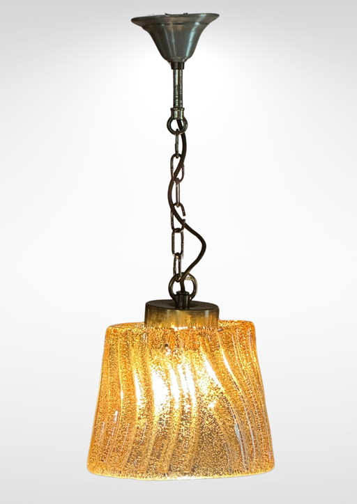 Mid-Century Barovier Gold Glass Suspension Pendant Ceiling Lamp