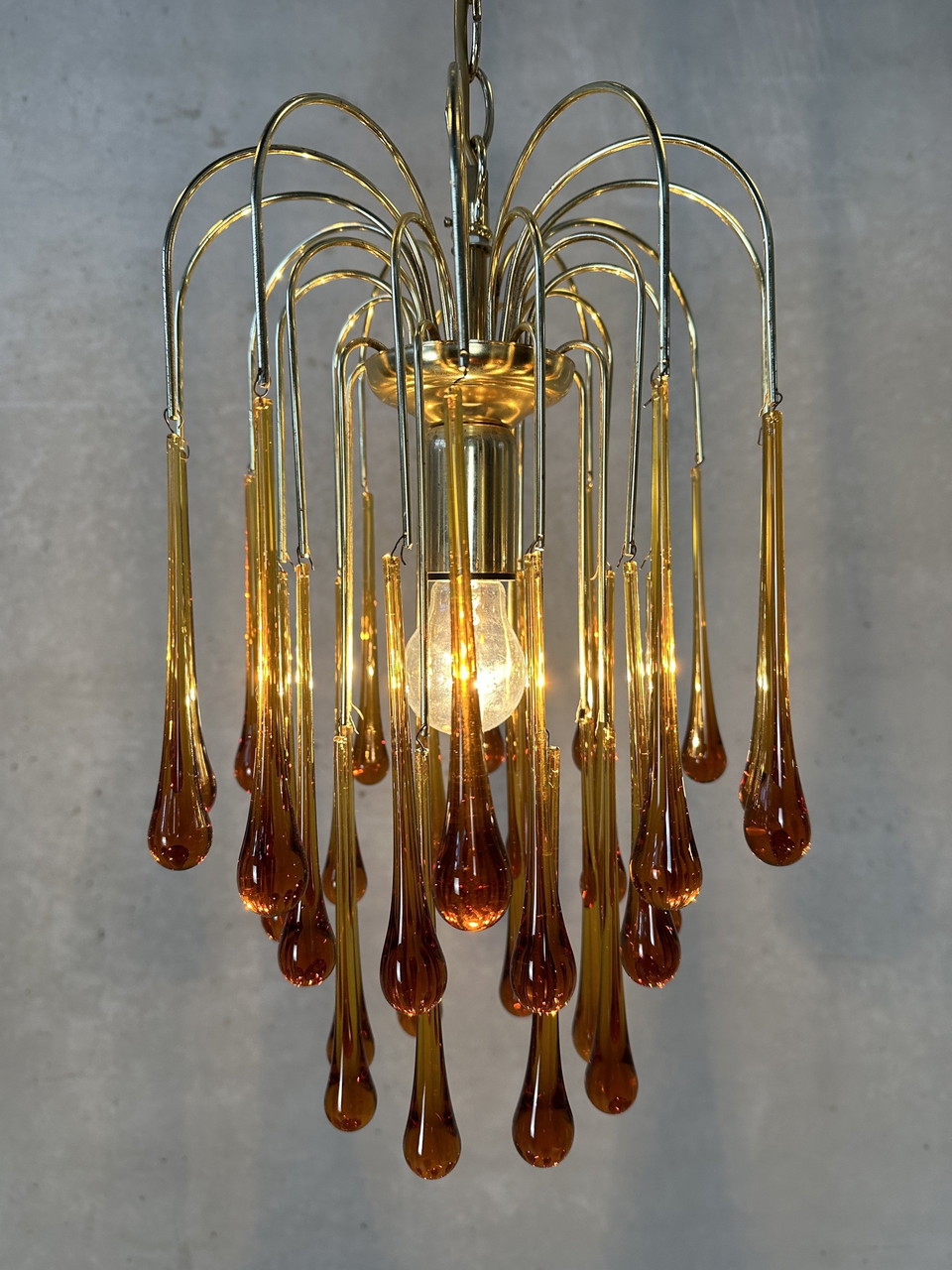 Vintage amber glass chandelier sale